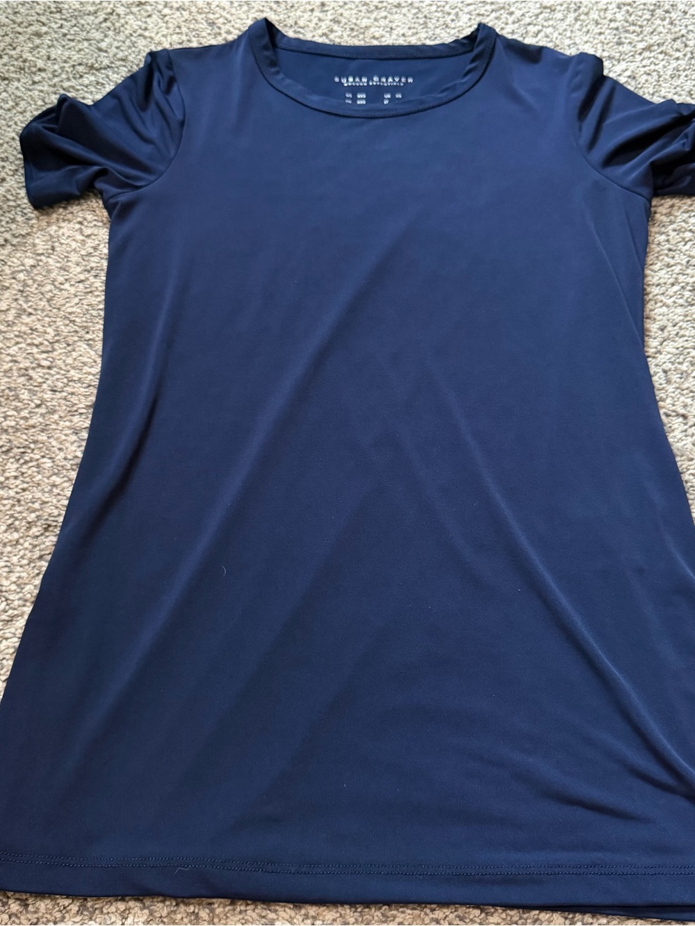 Women’s Susan Graver Navy Crew Neck Tee Shirt Size XXS
